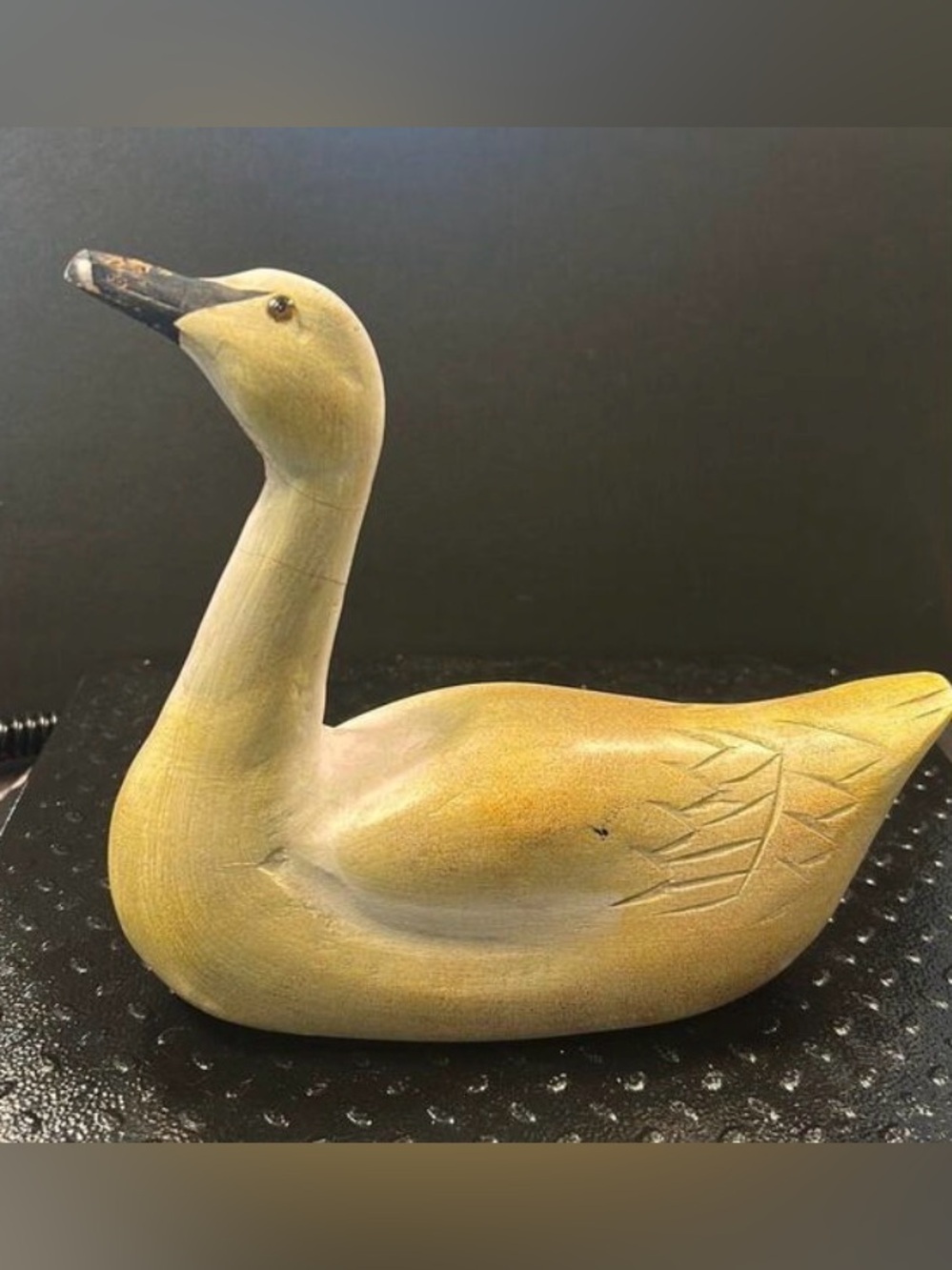 Hand Carved Wooden Swan - call out